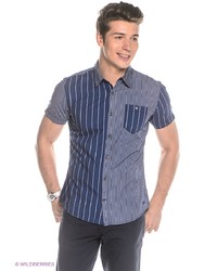 Мужская темно-синяя рубашка с коротким рукавом от s.Oliver