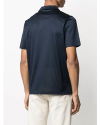 Мужская темно-синяя рубашка с коротким рукавом от Canali