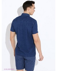 Мужская темно-синяя рубашка с коротким рукавом от SPRINGFIELD