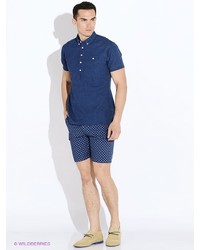 Мужская темно-синяя рубашка с коротким рукавом от SPRINGFIELD