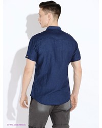 Мужская темно-синяя рубашка с коротким рукавом от SPRINGFIELD