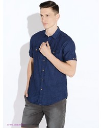 Мужская темно-синяя рубашка с коротким рукавом от SPRINGFIELD