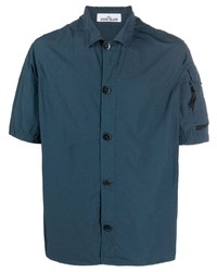 Мужская темно-синяя рубашка с коротким рукавом от Stone Island