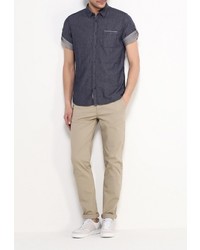 Мужская темно-синяя рубашка с коротким рукавом от Tom Tailor