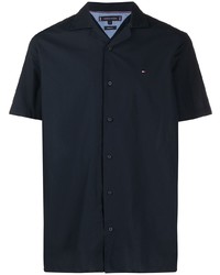 Мужская темно-синяя рубашка с коротким рукавом от Tommy Hilfiger