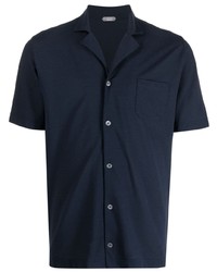 Мужская темно-синяя рубашка с коротким рукавом от Zanone