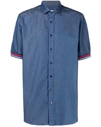 Мужская темно-синяя рубашка с коротким рукавом от Zilli