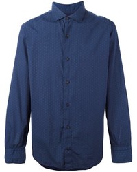 Мужская темно-синяя рубашка с принтом от Eleventy