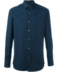 Мужская темно-синяя рубашка с принтом от Ermenegildo Zegna