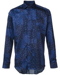 Мужская темно-синяя рубашка с принтом от Etro