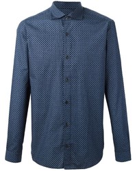 Мужская темно-синяя рубашка с принтом от Z Zegna