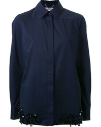Женская темно-синяя рубашка с украшением от Muveil