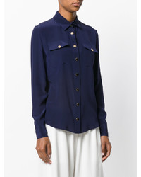 Женская темно-синяя рубашка от Balmain
