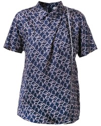 Темно-синяя сатиновая блузка с принтом от 3.1 Phillip Lim