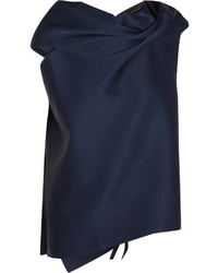 Темно-синяя сатиновая блузка от Roland Mouret