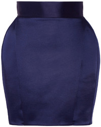 Темно-синяя сатиновая юбка со складками от Balmain