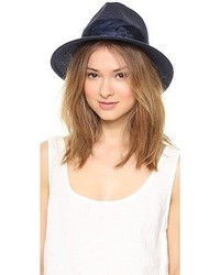 Женская темно-синяя соломенная шляпа от Eugenia Kim