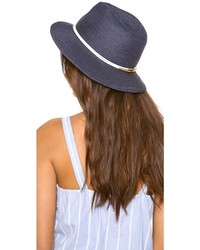 Женская темно-синяя соломенная шляпа от Eugenia Kim