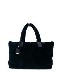 Темно-синяя стеганая большая сумка из плотной ткани от Moncler