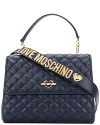 Темно-синяя стеганая большая сумка от Love Moschino