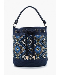 Темно-синяя сумка-мешок из плотной ткани от Fabretti