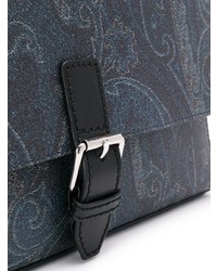 Темно-синяя сумка почтальона из плотной ткани с "огурцами" от Etro