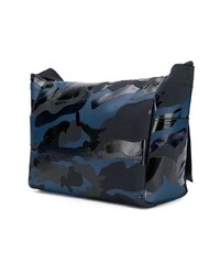 Темно-синяя сумка почтальона из плотной ткани с принтом от Valentino