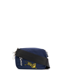 Темно-синяя сумка почтальона из плотной ткани с принтом от Kenzo