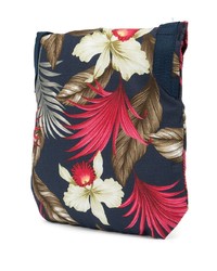 Темно-синяя сумка почтальона из плотной ткани с цветочным принтом от Engineered Garments