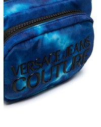 Темно-синяя сумка почтальона из плотной ткани от VERSACE JEANS COUTURE