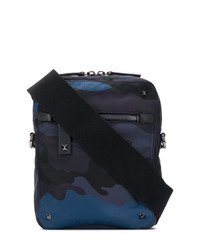 Темно-синяя сумка почтальона из плотной ткани от Valentino