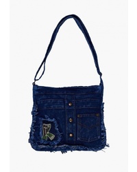 Темно-синяя сумка через плечо из плотной ткани от Живой Шелк
