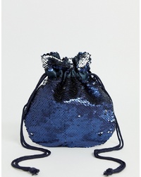 Темно-синяя сумка через плечо с пайетками