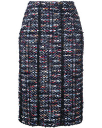 Темно-синяя твидовая юбка-карандаш от Coohem
