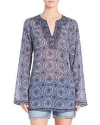 Темно-синяя туника с принтом