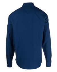 Мужская темно-синяя фланелевая рубашка с длинным рукавом от Sandro