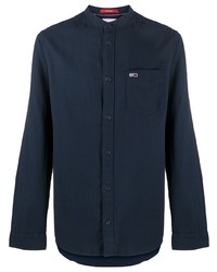 Мужская темно-синяя фланелевая рубашка с длинным рукавом от Tommy Jeans