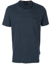 Мужская темно-синяя футболка в горизонтальную полоску от Hugo Boss