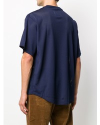 Мужская темно-синяя футболка на пуговицах с принтом от Noon Goons