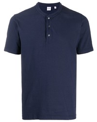 Мужская темно-синяя футболка на пуговицах от Aspesi