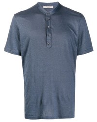 Мужская темно-синяя футболка на пуговицах от Fileria
