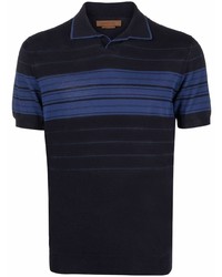 Мужская темно-синяя футболка-поло в горизонтальную полоску от Corneliani