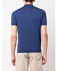Мужская темно-синяя футболка-поло в горизонтальную полоску от Jacob Cohen