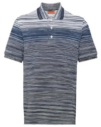 Мужская темно-синяя футболка-поло в горизонтальную полоску от Missoni