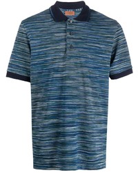 Мужская темно-синяя футболка-поло в горизонтальную полоску от Missoni