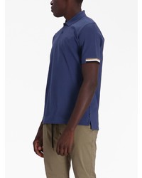 Мужская темно-синяя футболка-поло в горизонтальную полоску от BOSS