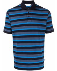 Мужская темно-синяя футболка-поло в горизонтальную полоску от Z Zegna