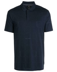 Мужская темно-синяя футболка-поло в клетку от Armani Exchange