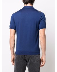 Мужская темно-синяя футболка-поло в клетку от Corneliani