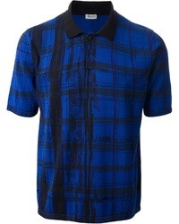 Мужская темно-синяя футболка-поло в шотландскую клетку от Kenzo